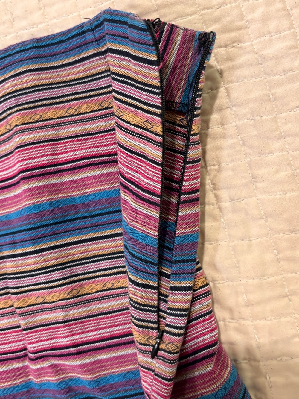 Kaisely Pink & Blue Striped Knit Mini Skirt Size Small - Picture 5 of 10